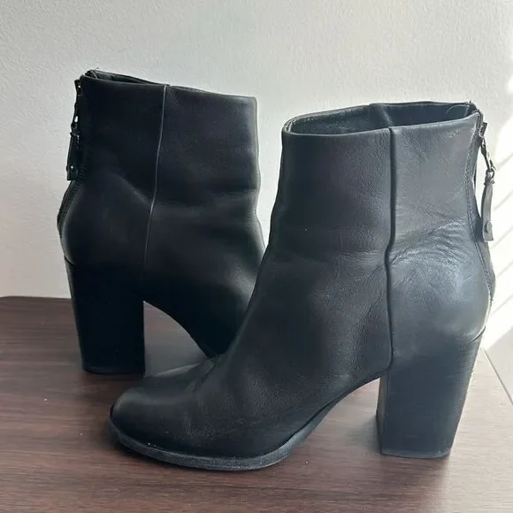 Rag & Bone Black Leather Heeled Ankle Booties Sz 40 - Picture 5 of 7